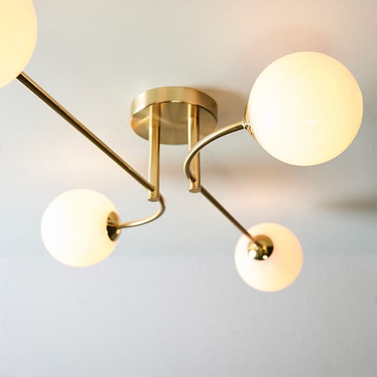 Otto 4 Lights Gloss Glass Shades Ceiling Light In Brushed Brass_6