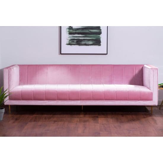 Otyliya Upholstered Velvet 3 Seater Sofa In Pink_1