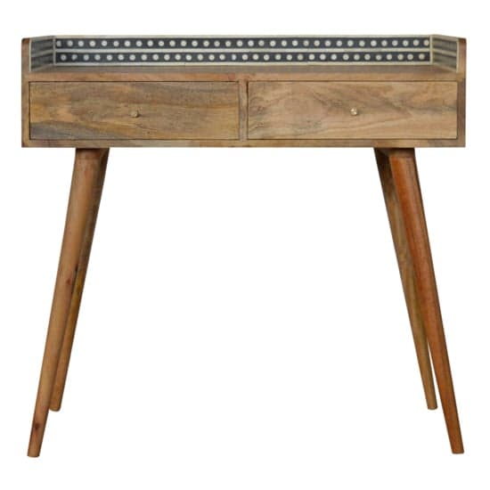 Ouzel Wooden Console Table In Bone Inlay Gallery Back And Oak_2