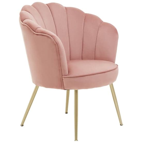 Ovaley Upholstered Velvet Accent Chair In Pink_2