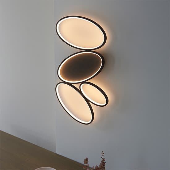 Ovals LED 4 Lights Flush Ceiling Light In Textured Black_3