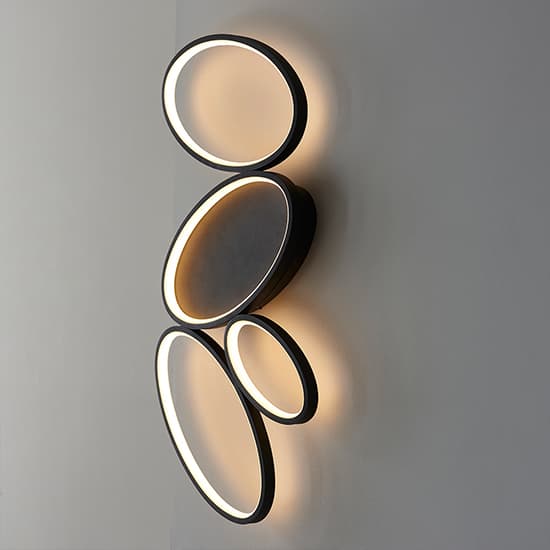 Ovals LED 4 Lights Flush Ceiling Light In Textured Black_4