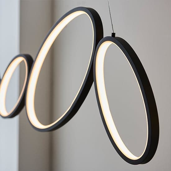 Ovals LED 4 Lights Linear Pendant Light In Textured Black_5