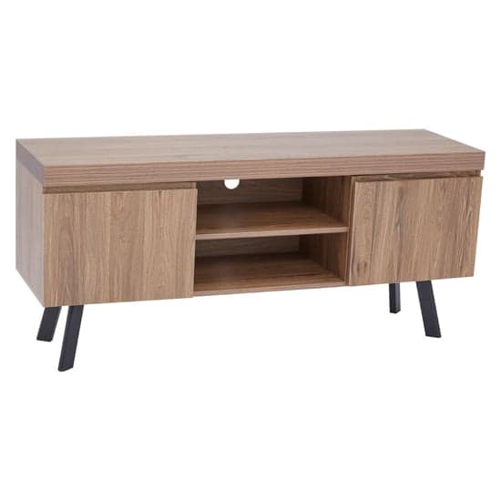 Owall Wooden TV Stand With Black Metal Legs In Oak_2