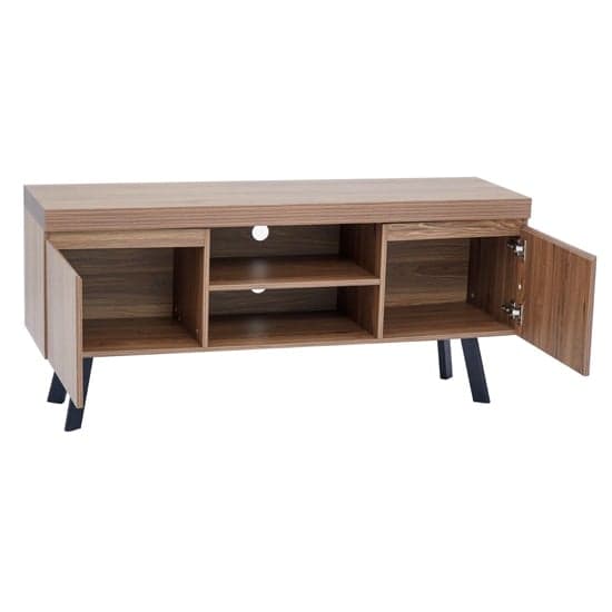 Owall Wooden TV Stand With Black Metal Legs In Oak_3