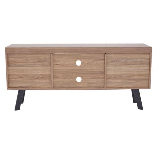 Owall Wooden TV Stand With Black Metal Legs In Oak_6