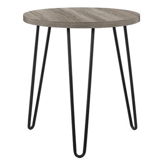 Owes Wooden End Table Round In Distressed Grey Oak_3