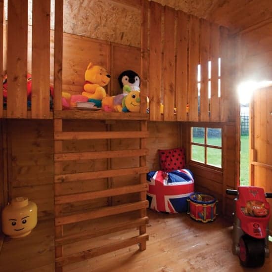 Oxer Wooden Swiss Cottage Kids Playhouse In Natural Timber_2