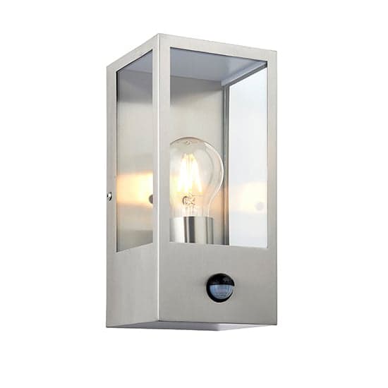 Oxford PIR Clear Glass Panels Wall Light In Stainless Steel_5