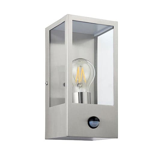 Oxford PIR Clear Glass Panels Wall Light In Stainless Steel_6
