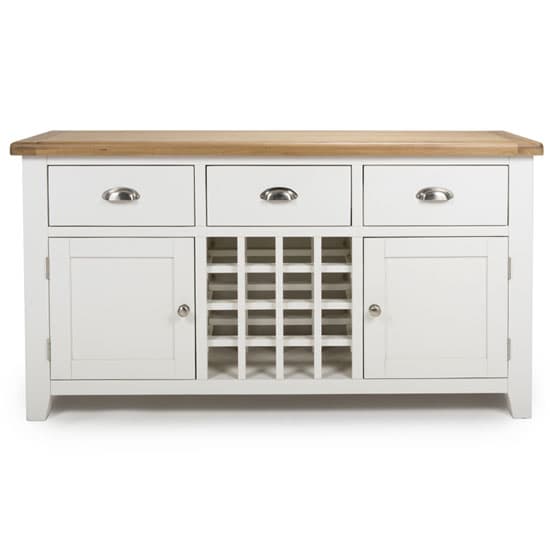 Oxford Wooden Sideboard In White And Oak With Wine Rack_2