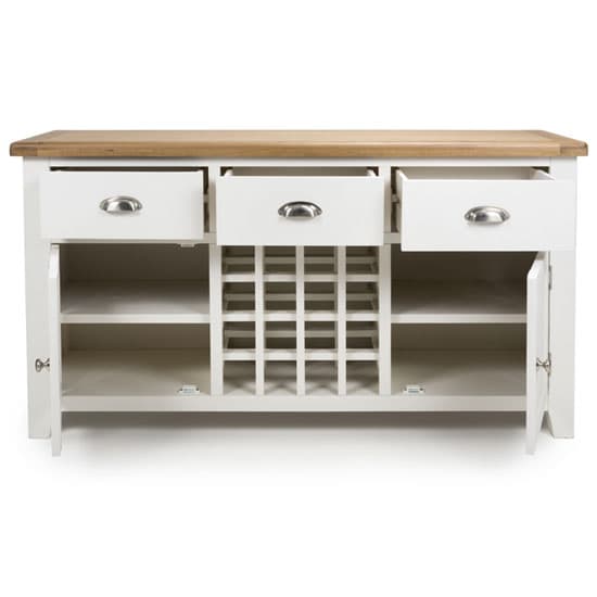 Oxford Wooden Sideboard In White And Oak With Wine Rack_3