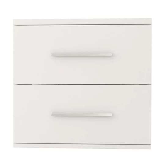 Oxnard Wooden Bedside Cabinet With 2 Drawers In Matt White_3