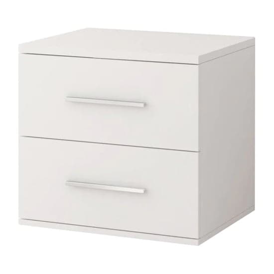 Oxnard Wooden Bedside Cabinet With 2 Drawers In Matt White_1