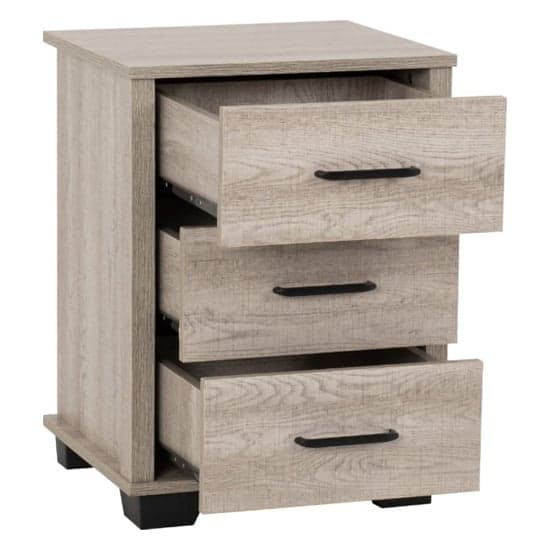 Oxnard Wooden Bedside Cabinet With 3 Drawers In Light Oak_2