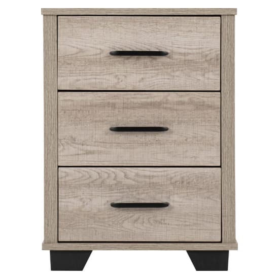 Oxnard Wooden Bedside Cabinet With 3 Drawers In Light Oak_3
