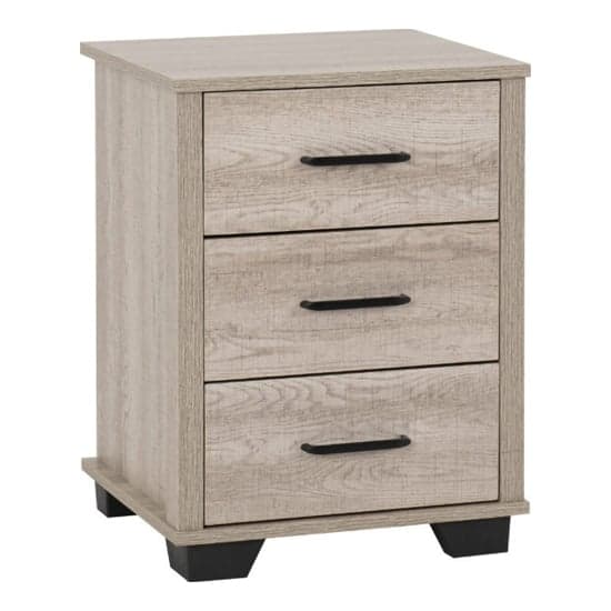 Oxnard Wooden Bedside Cabinet With 3 Drawers In Light Oak_1