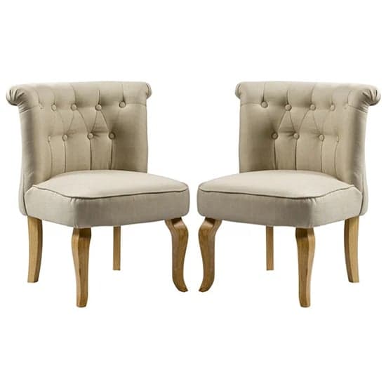 Pacari Beige Fabric Dining Chairs With Wooden Legs In Pair_1