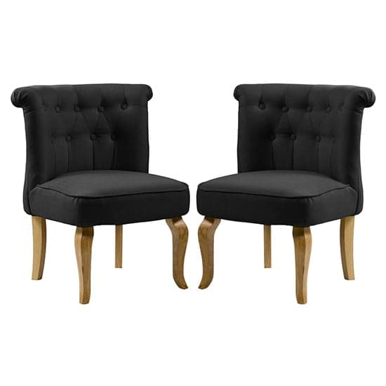 Pacari Black Fabric Dining Chairs With Wooden Legs In Pair_1