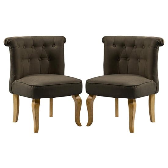 Pacari Brown Fabric Dining Chairs With Wooden Legs In Pair_1
