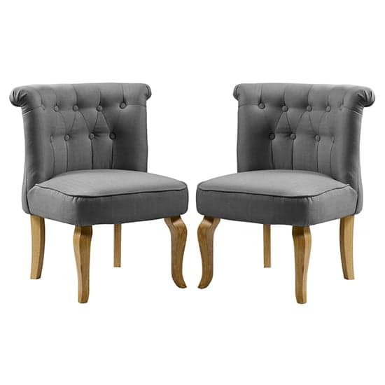 Pacari Grey Fabric Dining Chairs With Wooden Legs In Pair_1