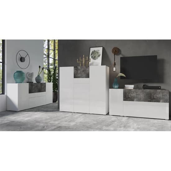 Pacific Gloss Sideboard Large 2 Doors 1 Drawer In White Slate_3
