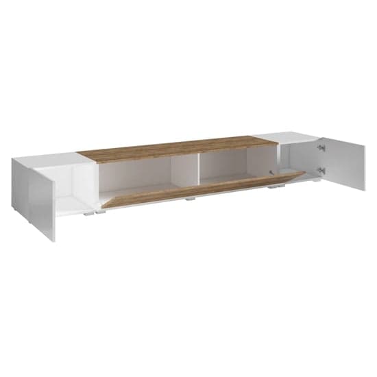 Pacific High Gloss TV Stand With 3 Door In White And Sandal Oak_3