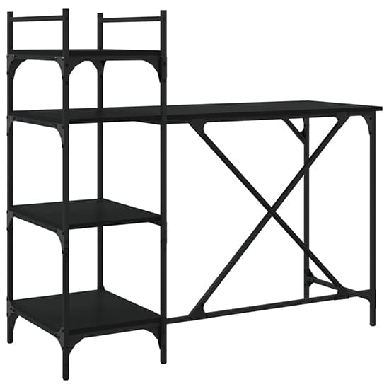 Pacific Wooden Computer Desk With Shelves In Black_2