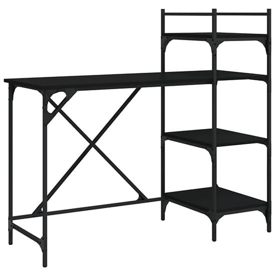 Pacific Wooden Computer Desk With Shelves In Black_5