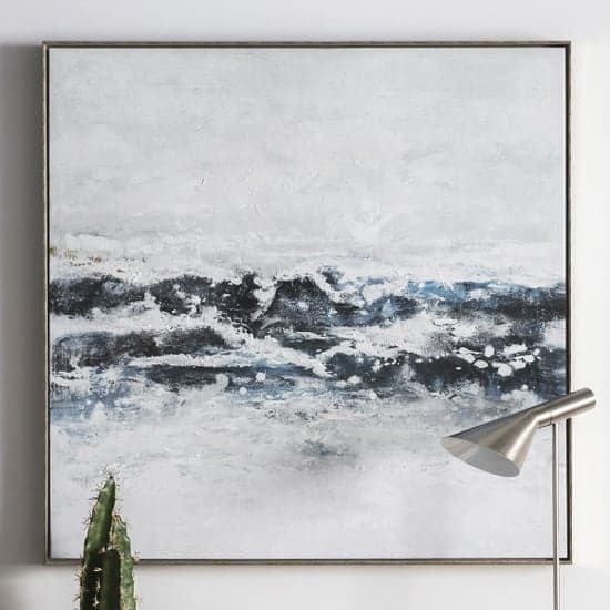 Pacifica Ocean Waves Framed Wall Art In Blue And White_1