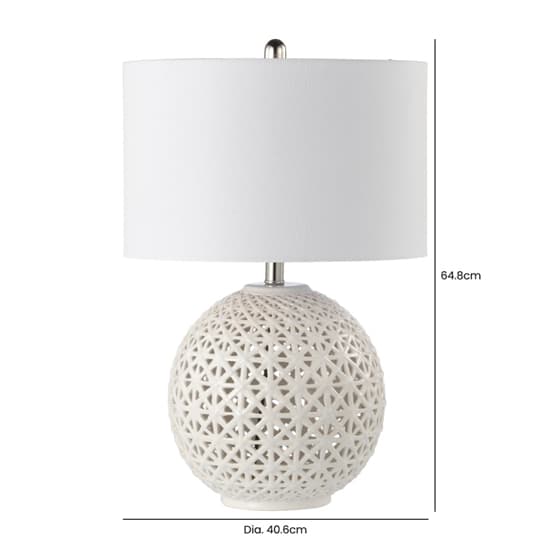 Padova White Linen Shade Table Lamp With White Ceramic Base_2