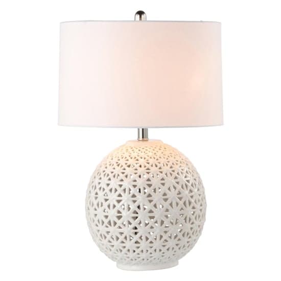 Padova White Linen Shade Table Lamp With White Ceramic Base_3