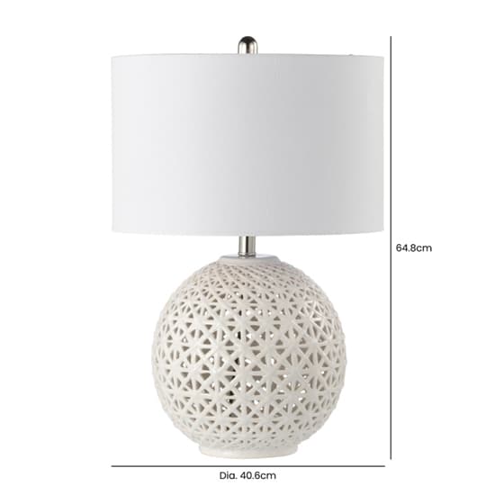 Padova White Linen Shade Table Lamp With White Ceramic Base_7