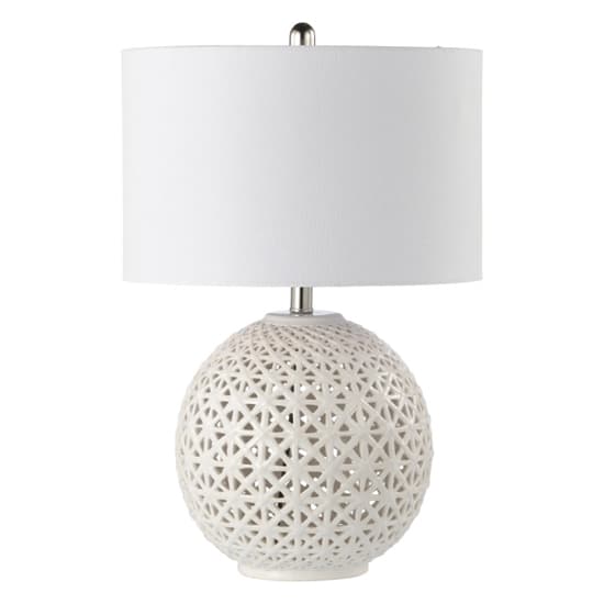 Padova White Linen Shade Table Lamp With White Ceramic Base_1