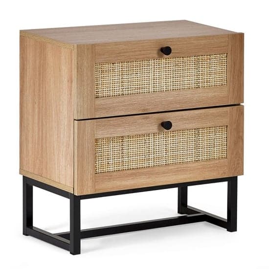 Pabla Wooden Bedside Cabinet With 2 Drawers In Oak_2
