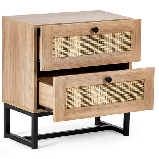 Pabla Wooden Bedside Cabinet With 2 Drawers In Oak_3