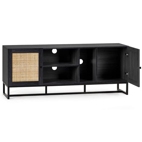 Pabla Wooden TV Stand With 2 Doors 2 Shelves In Black_2