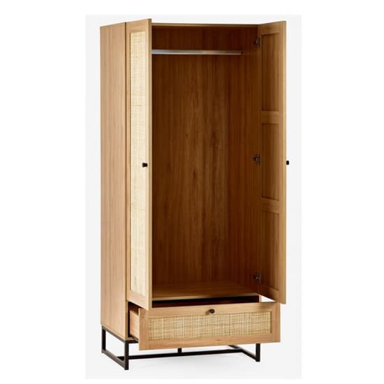 Pabla Wooden Wardrobe With 2 Doors 1 Drawer In Oak_2