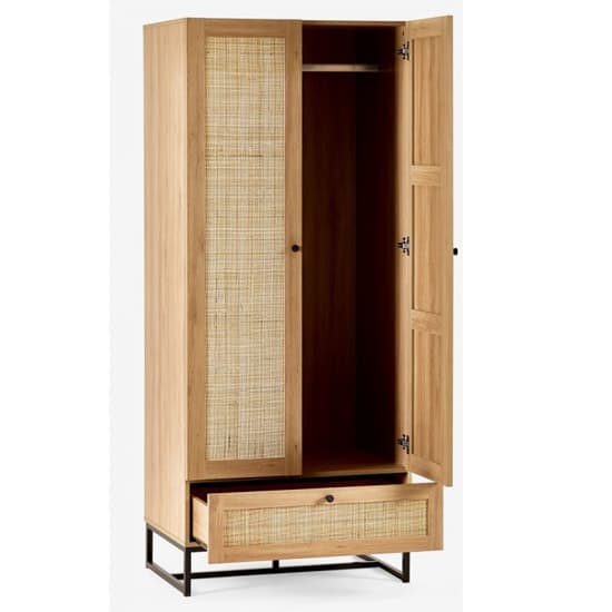 Pabla Wooden Wardrobe With 2 Doors 1 Drawer In Oak_3