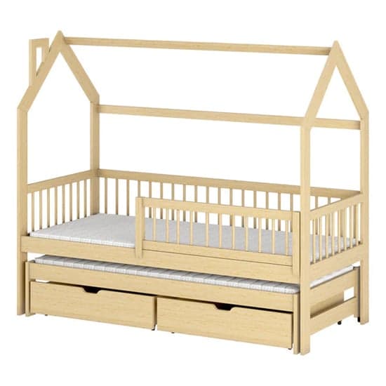 Pago Trundle Wooden Single Bed In Pine_2