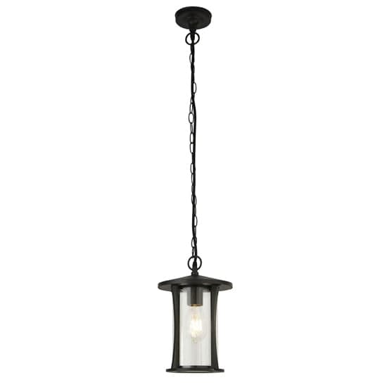 Pagoda Outdoor Ceiling Pendant Light In Black With Clear Glass_2