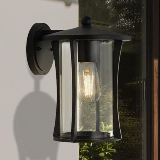 Pagoda Outdoor Wall Light In Black With Clear Glass_1