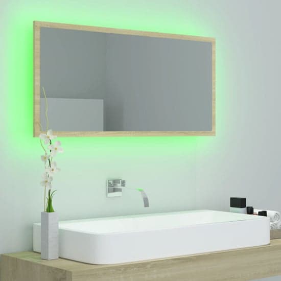 Palatka Bathroom Mirror In Sonoma Oak With LED Lights_2