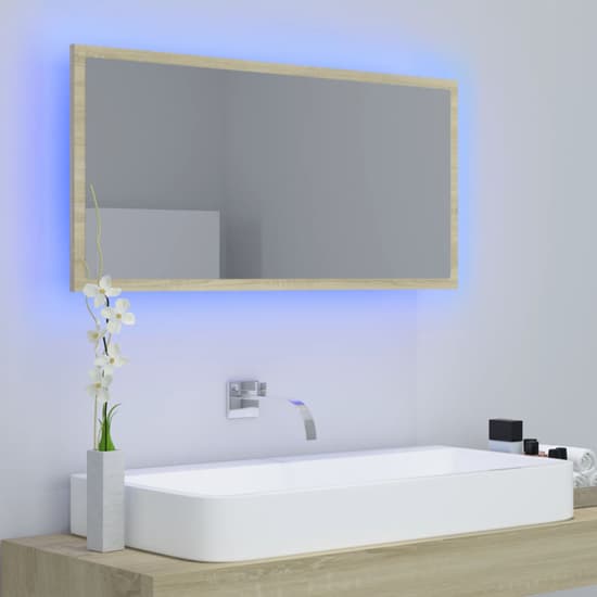 Palatka Bathroom Mirror In Sonoma Oak With LED Lights_3