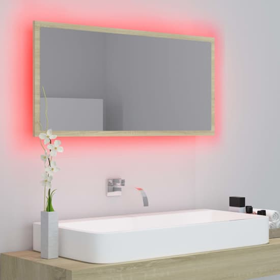Palatka Bathroom Mirror In Sonoma Oak With LED Lights_4