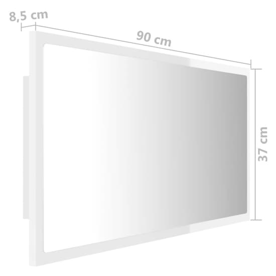 Palatka Gloss Bathroom Mirror In White With LED Lights_7