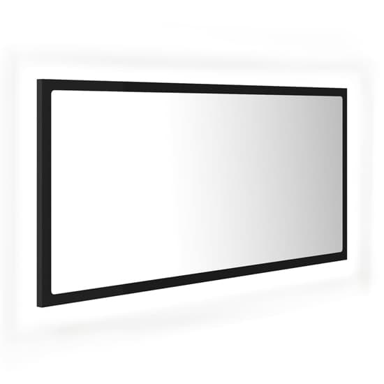 Palatka Wooden Bathroom Mirror In Black With LED Lights_5