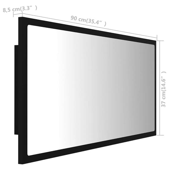 Palatka Wooden Bathroom Mirror In Black With LED Lights_7