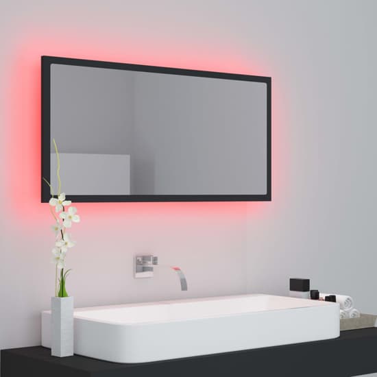 Palatka Wooden Bathroom Mirror In Grey With LED Lights_2