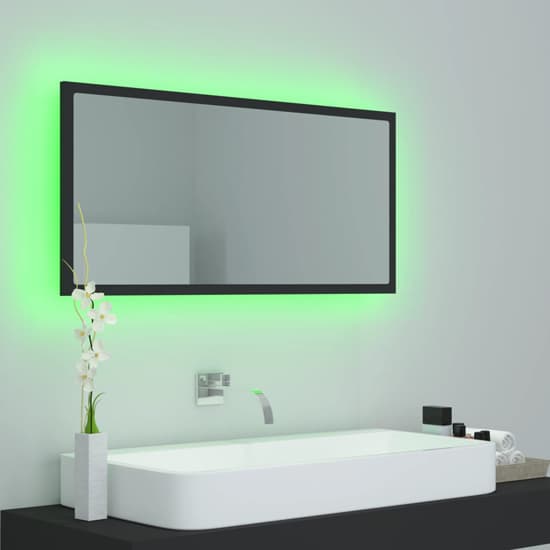Palatka Wooden Bathroom Mirror In Grey With LED Lights_3